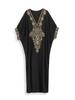 EDOLYNSA Black Vintage Golden Embroidered Long Kimono Cardigan Bikini Cover-ups Wrap Dress Beach Wear Swim Suit Cover Up Q23065