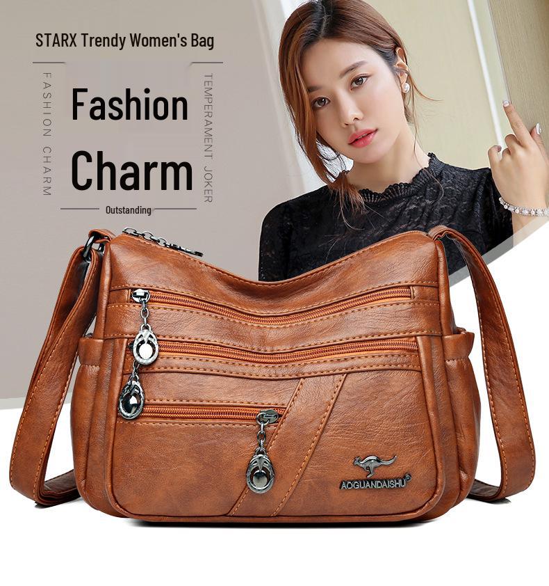 2025 Сумка из мягкой кожи для женщин - Стильная, простая сумка кроссбоди и на плечо для женщин среднего возраста