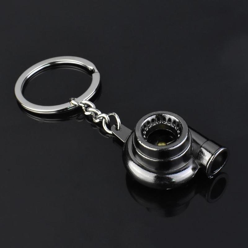 Car Auto Turbo Keychain Sleeve Spinning Turbine Turbocharger Key Chains Keyfob