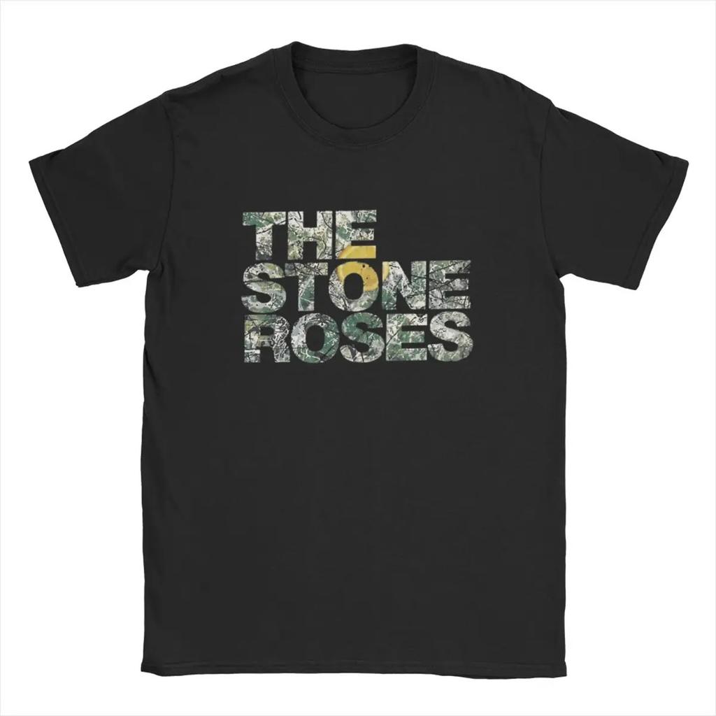 The Stone Roses Logo T Shirts for Unisex Pure Cotton Funny TShirt Round Neck Christmas Tour Tee Shirt Short Sleeve Clothing Summer