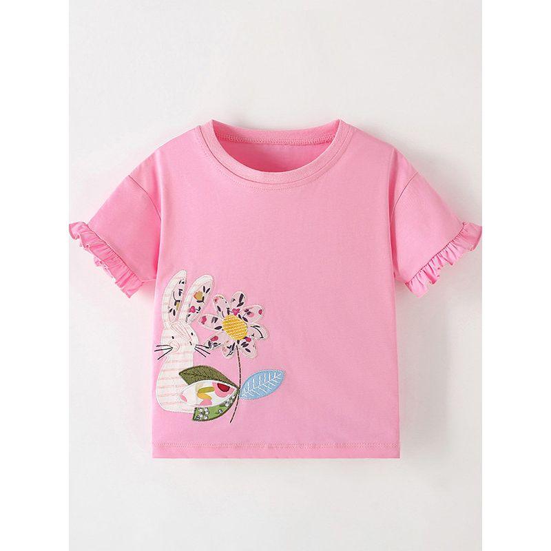 Трансграничная летняя футболка Malwee для девочек, новинка, с круглым вырезом, модная, для детей младшего и старшего возраста, с коротким рукавом, в западном стиле, детские топы