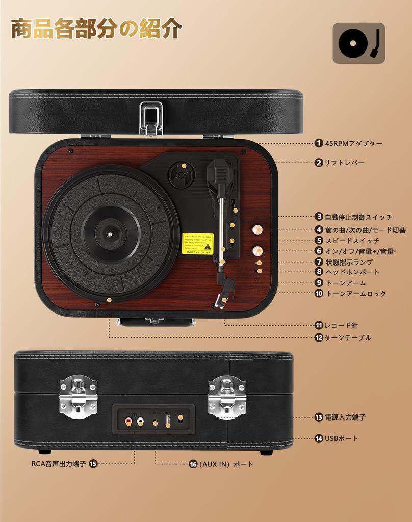 VOKSUN Record Bluetooth Transmission and USB Connects to External Compatible with RPM and Inch Japanese Instruction 2 Year S300 Player, Reception,