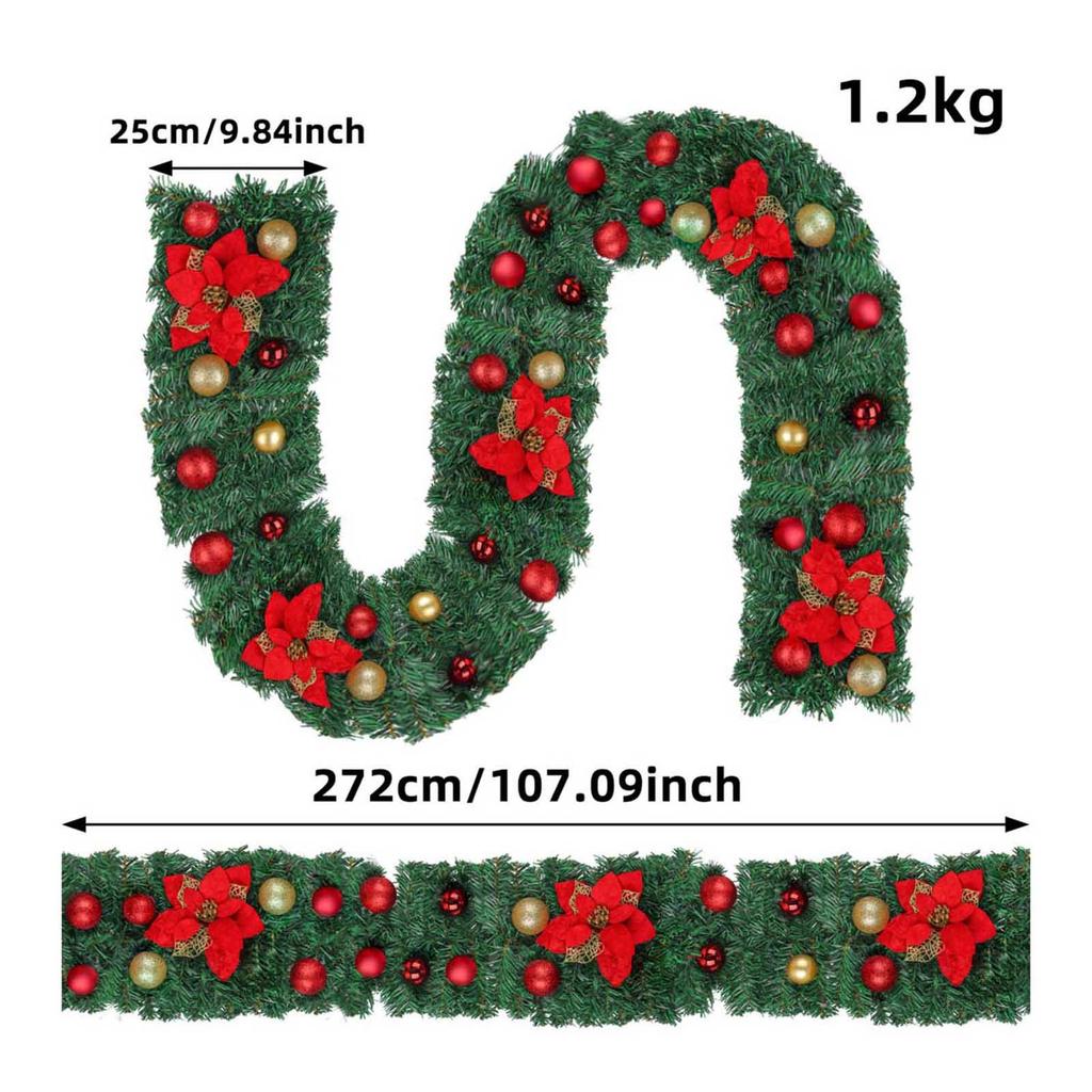 Christmas Rattan Garland Decorative Staircase Fireplace Christmas Decoration Xmas Tree Rattan Banner Home Stair Pendant