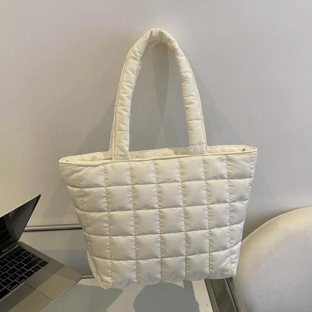 Стеганая сумка через плечо в корейском стиле, однотонная хлопковая сумка-тоут, для отдыха и путешествий