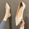 Fashion 2024 Spring and Autumn New Single Shoes Women Low Heel Pointed Toe Shallow Mouth Soft-soled  All-match Women's Leather Shoes