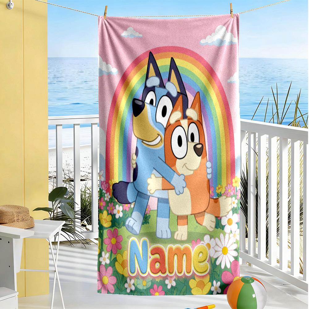 Summer Pool Fun Customized Name Beach Towel Super Soft & Absorbent Ideal for Travel Outdoor Swim Pool Yoga Surf Camping Hiking Gym Gift Holiday