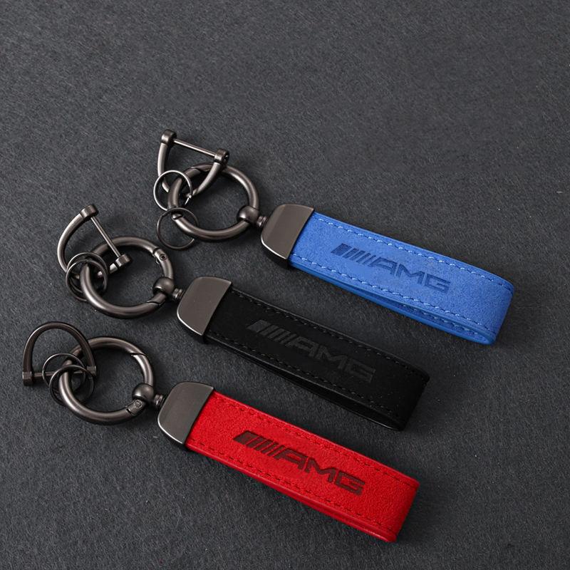 Anti-Scratch Key Protection Suede Car Key Chain Ring Holder Keyfob Accessories For Mercedes Benz AMG W203 W204 W205 W209 W210 BK1