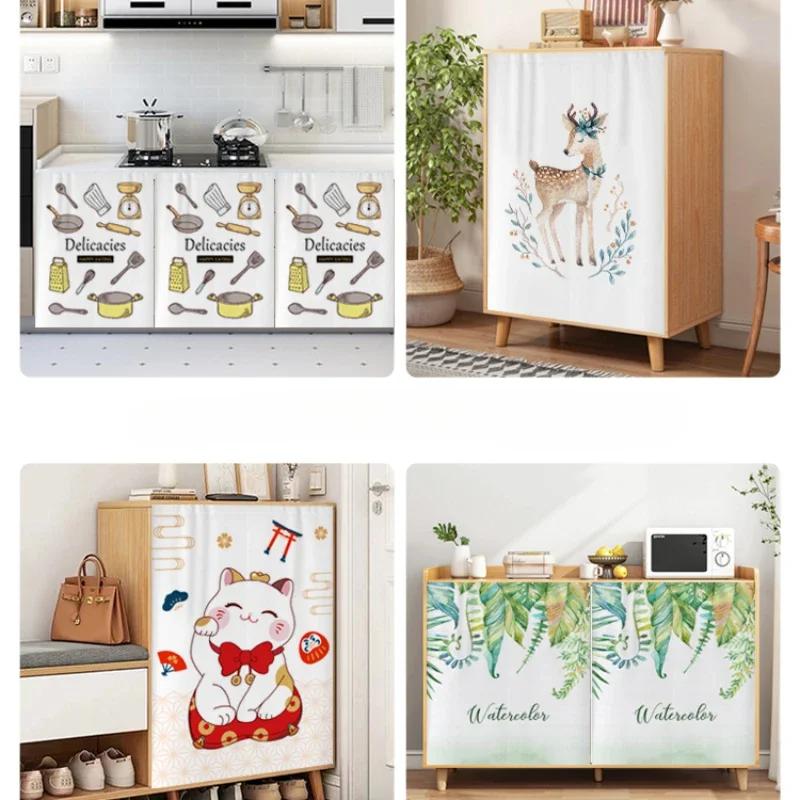 Cabinet Curtain for Kitchen Short Curtains Privacy Closet Cover Dust-Proof Under Sink Curtains for Small Kitchen Storage Room