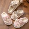 Cotton Slippers Autumn and Winter 2025 New Indoor Home Thick Bottom Warm Home Bow Plush Slippers