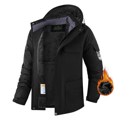 Теплая хлопковая куртка для мужчин с добавленным флисом и толстая куртка для мужчин для улицы большого размера с капюшоном, толстый дизайн