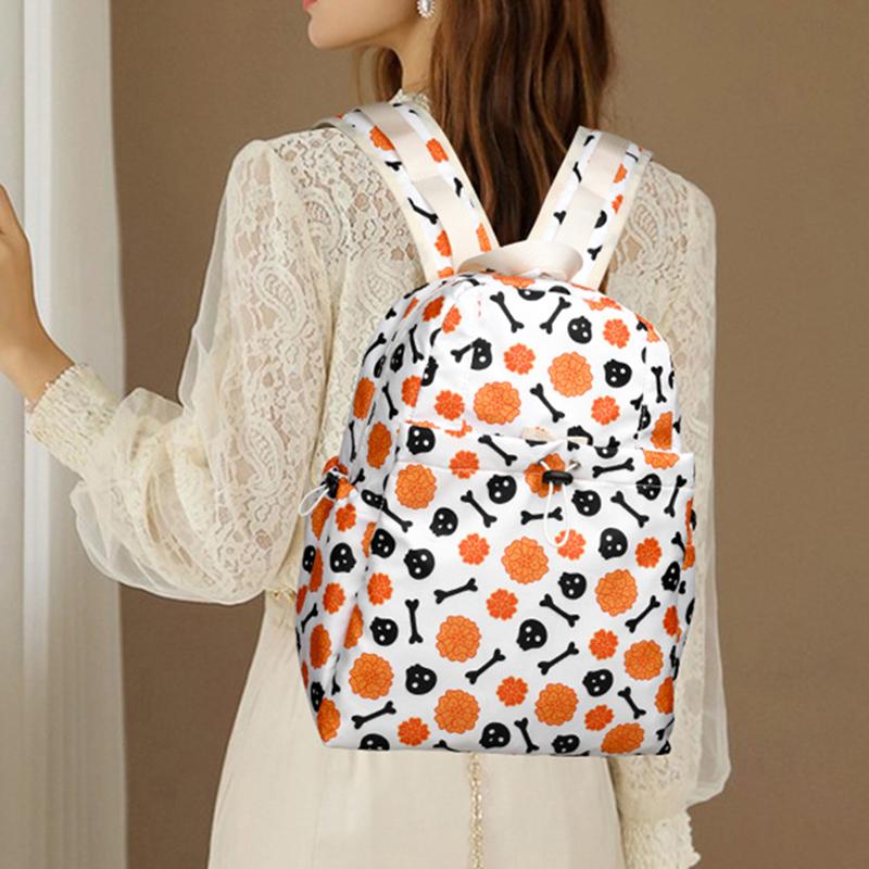 Halloween Backpack New Skull Print Women Backpack Fashion Large-capacity Lightweight Travel Commuter Backpack