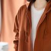 Coat Women's Autumn Hooded Zipper Cardigan Large Pockets Casual Versatile Loose Jacket Thin Solid Color Large Size Coat