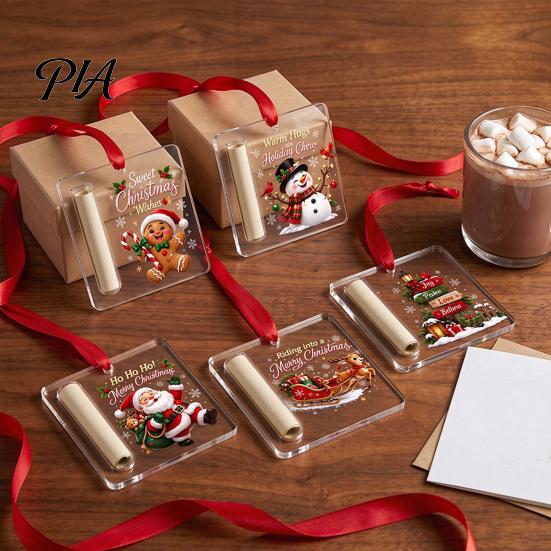 Festive Cash Storage Ornament Christmas Gift Ornament, 2D Acrylic Money Card Decoration, Xmas Creative Holiday Surprise Holder Tree Hanging for Tree,