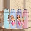 1PC Pink Wing Fairy Girl 750ml Color Plastic Sports Water Bottle Leakproof Flip Straw Lid Suitable for Sports Office Home Use
