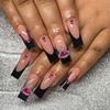 Европейский и американский стиль Длинные Стилет Черные Стразы Съемные Накладные Ногти
