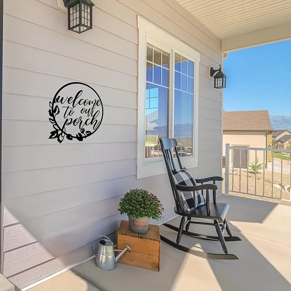 1pc Welcome To Our Porch Metal Sign - Farmhouse Kitchen Home Office Wall Outdoor Decor Supplies