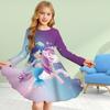 Girl Casual 3D Print Pink Butterfly Unicorn Round Neck Long Sleeve Dress Kid Princess Dress