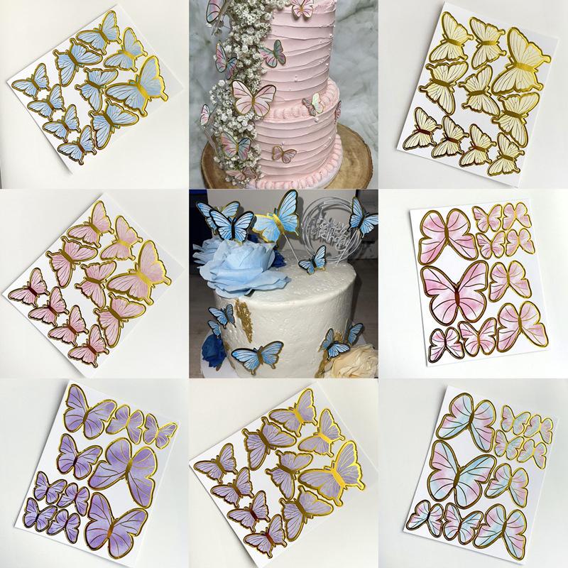 9/10 шт. золотые розовые фиолетовые бабочки для украшения торта, свадьбы, дня рождения, десерта, кекса, 3D-материала в виде бабочки, сделай сам, сувениры для вечеринки