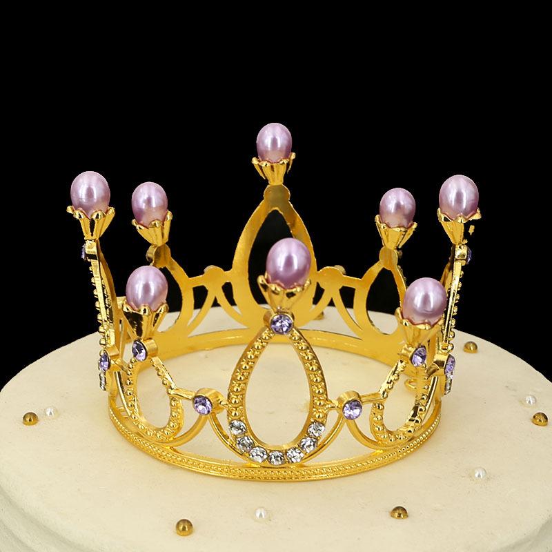 Детская круглая корона из сплава, цветочные аксессуары для волос, свадебные украшения, украшение для выпечки торта, жемчужная корона, король
