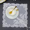 Table Decoration and Accessories White Bead Flower Embroidery Table Place Mat Cloth Coaster Wedding Christmas Placemat Kitchen