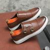 Осенние кожаные лоферы офисная обувь для мужчин для вождения бизнеса удобные слипоны мужские Италия мужские повседневные туфли с двойной пряжкой