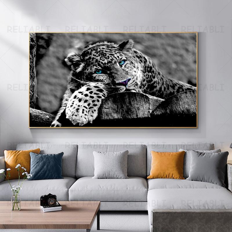 Плакаты и принты с Картинами На Холсте С Животными, Зеленые Глаза, Черно-белое, Гостиная, Дом, Дикая Жизнь, Настенное Искусство