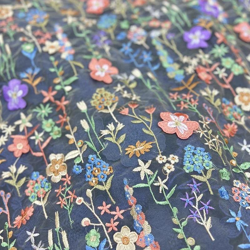 1 Yard 3D Flower Lace Tulle Fabric Delicate Embroidery Lace Fabric For Diy Sewing Wedding Dress Party Background Decor