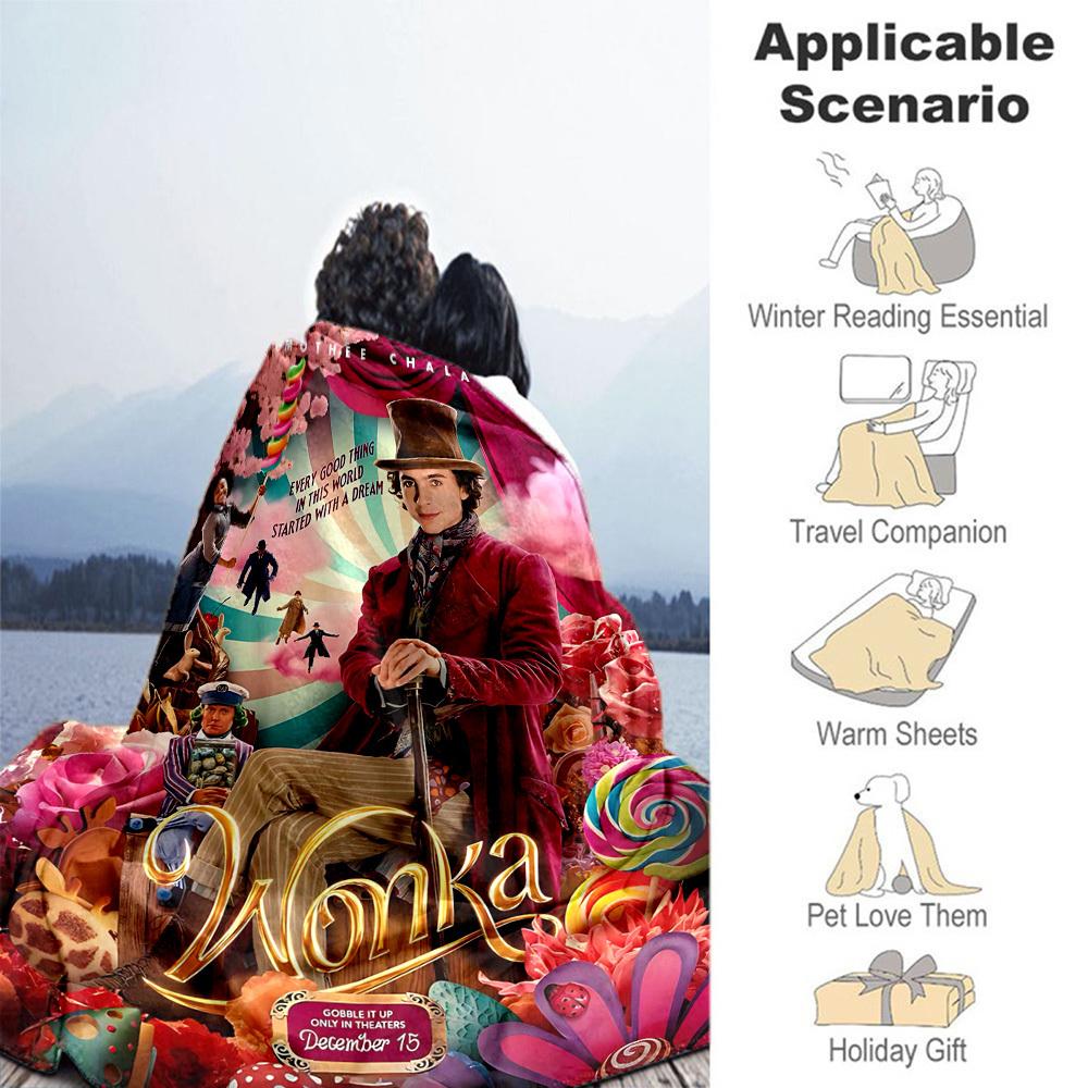 1pc Timothée Chalamet Wonka Outdoor Flannel Blanket Soft Plush Decor for Picnics, camping,Bedroom, Playroom, or Lunch Break, Perfect Gift