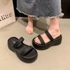Thick-soled heightening cool slippers women's summer wear 2025 new fashion with skirts beach sandals go out one-word drag