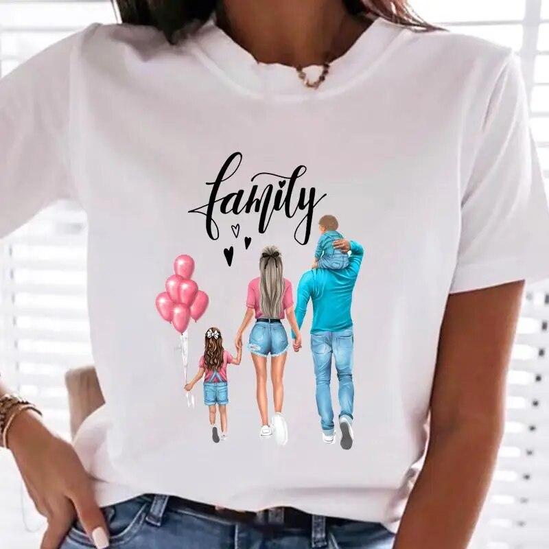 Women Family Mom Mother Mama T-shirts Female T Tee Cartoon Sweet Love Son 90s Clothes Lady Casual Shirt Graphic Tshirt Top