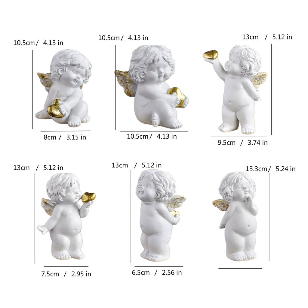 Baby Angelic Holding Heart Statue Love Expression Resins Cherub Sculpture Figurine for Home and Office Tabletop Decors