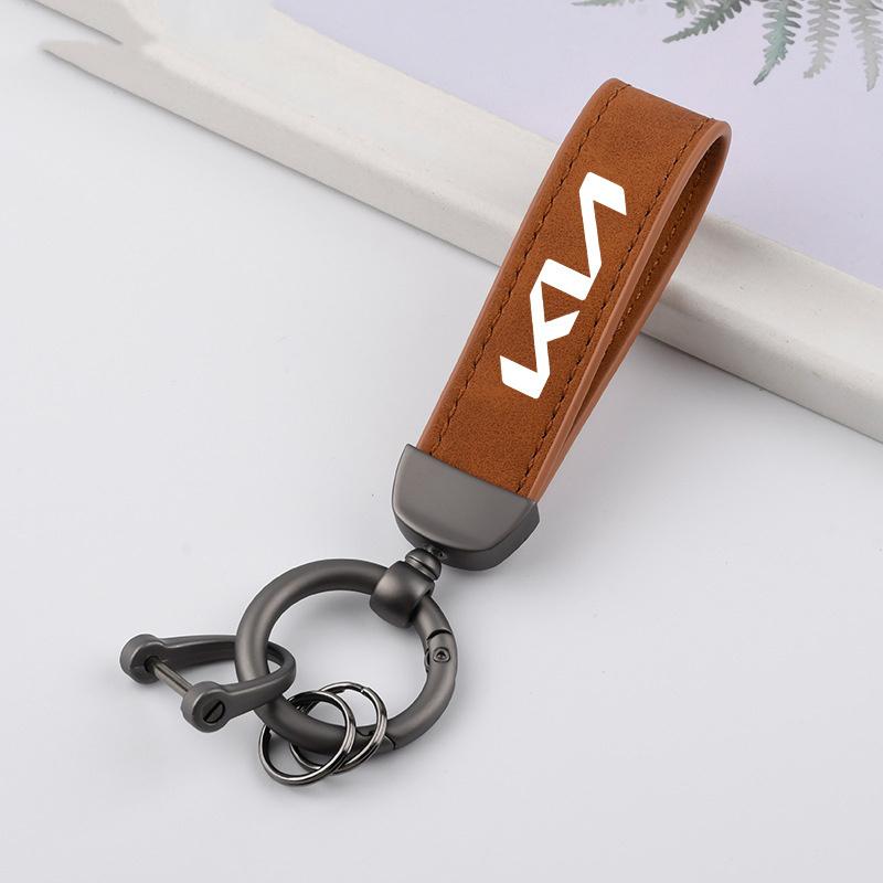 HNZY1 Leather Car Keychain Zinc Alloy Key Ring Men Gift For KIA Ceed Sportage Rio Proceed K3 K5 Optima Sedona Forte Cerato Venga Suede