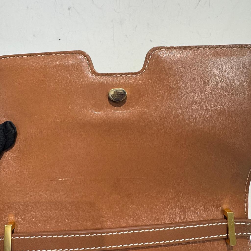 [Pre-Owned] Tb Mini Beige Canvas Shoulder Bag With Gold Hardware - Very Good #EL8Z0X