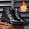 Ботинки из натуральной кожи, зимние ботинки из коровьей кожи, мужские шерстяные, очень теплые, удобные, нескользящие, мужские зимние ботинки