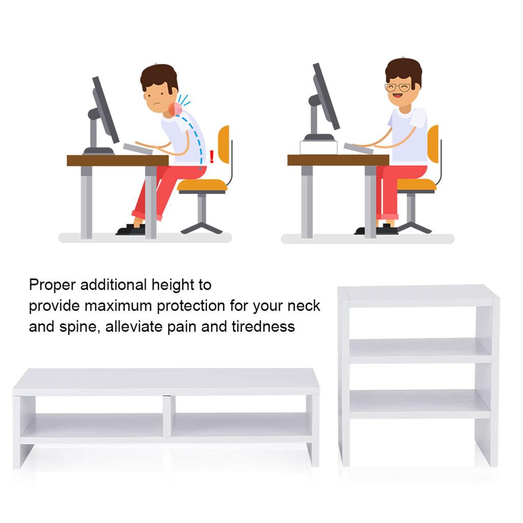 Подставка для монитора компьютера ноутбука Настольный деревянный органайзер для хранения вещей 3-слойная полка для компьютера Подставка для монитора компьютера