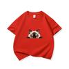 Kids Cotton T Shirt Peeking Siamese Cat Pattern Print Crew Neck Short Sleeve Tee Casual Breathable Boys Girls Summer Tops