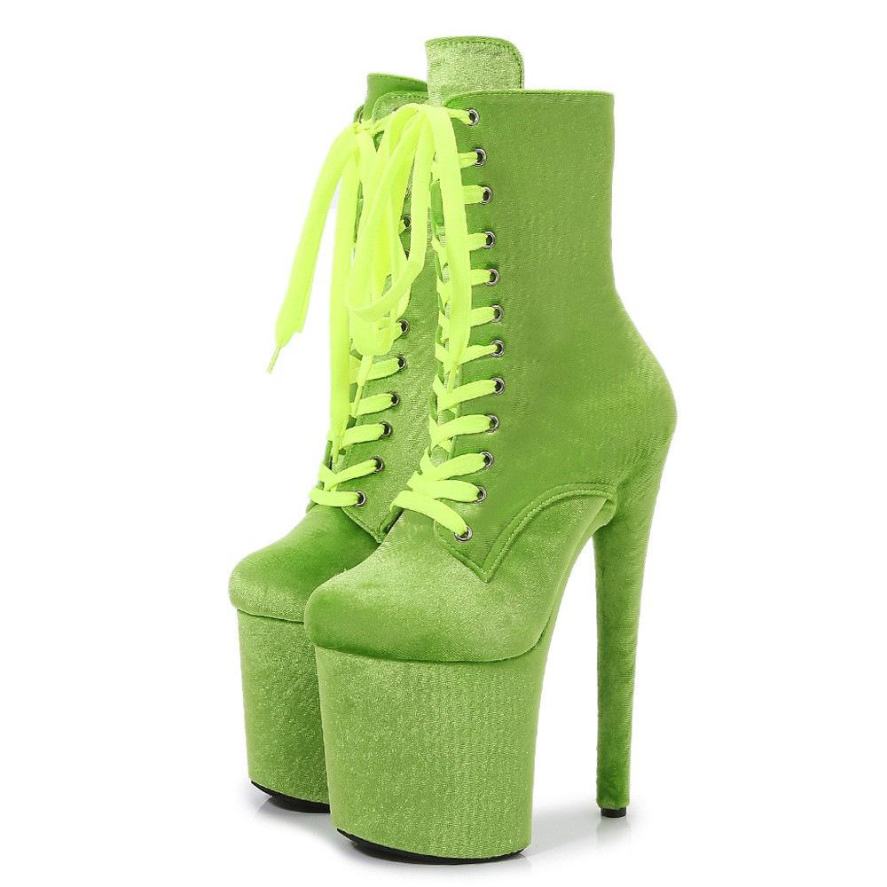 Новые сексуальные ботинки на высоком каблуке, обувь для танца на пилоне, 20 см ненависть к небесно-высокому, китайский бархат, модный подиум, короткие ботинки для выступления, женские