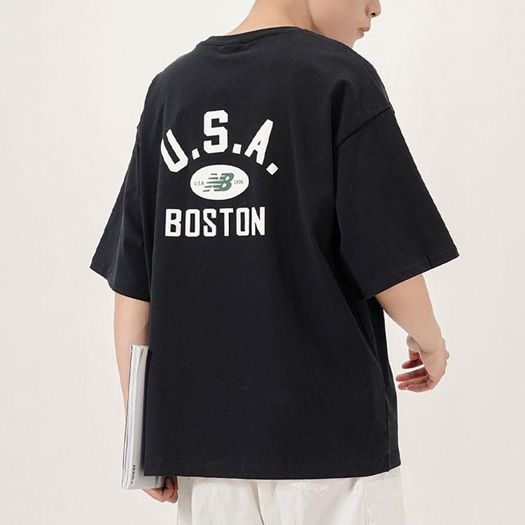 New Balance Футболка Boston Tee Азиатский размер 'Черный Белый' Мужская AMT22391-BK