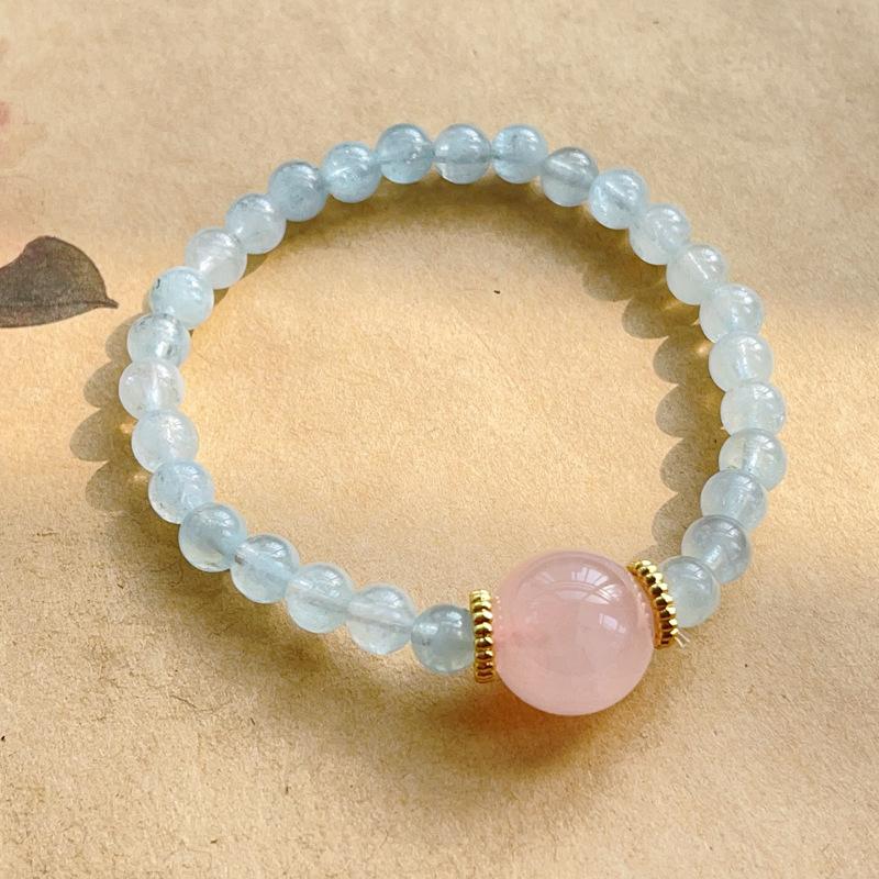 Powder crystal bracelet, elastic rope, bracelet gift, female high-end color treasure temperament