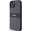 Dkny Leather Mono Stripe & Metal Logo Case For Iphone 15 Plus / 14 Plus - Black