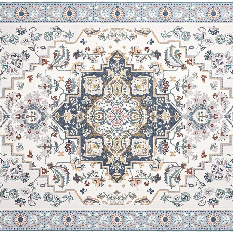 Moroccan Bedroom Carpet Anti Slip and Dirt Resistant Bedside Carpet Living Room Coffee Table Sofa Carpet