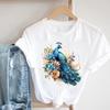 (Asian Size) Short Sleeve T Shirt Watercolor Flower Style 90s Fashion Women Casual Tee Top Clothing Print Ladies Female Graphic T-shirts