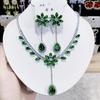 Модный комплект из ожерелья и серег из циркония с юбкой и зеленым цветком-кисточкой