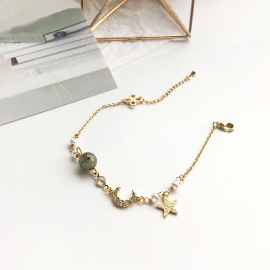 Женский браслет со стразами, звездой и луной, из бисера, браслет-цепочка, ювелирный подарок