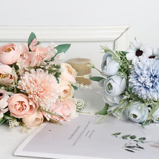 Искусственный цветок с зелеными листьями Реалистичный искусственный шелковый цветок Свадебная вечеринка Домашний офисный стол