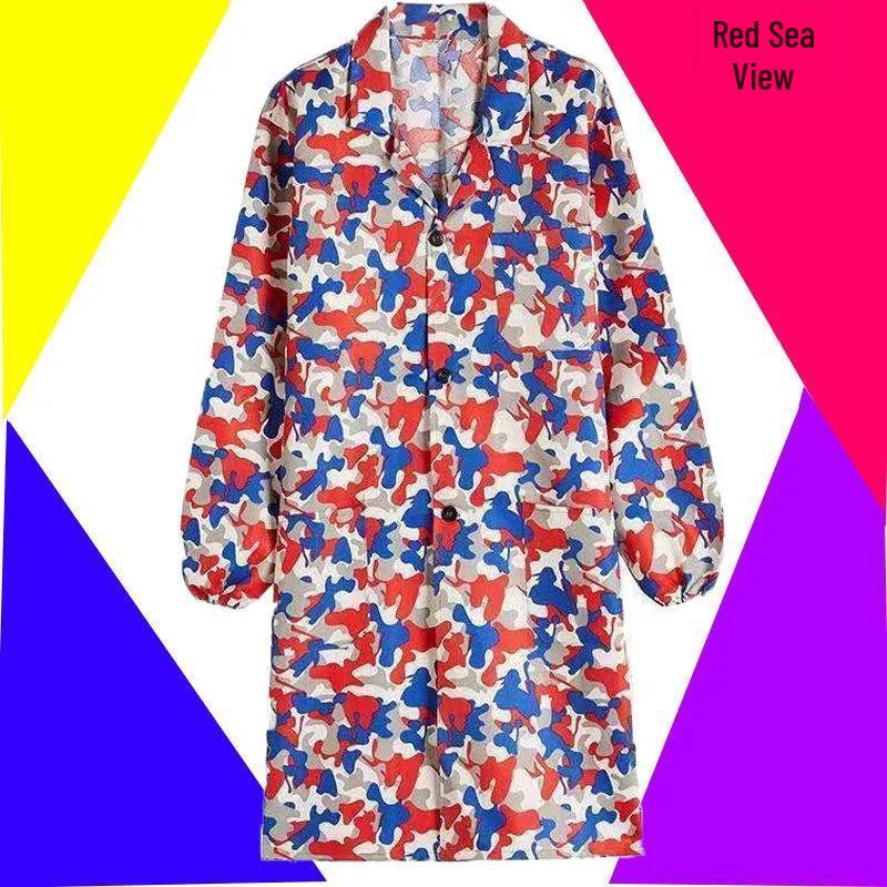 Men's & Women's Camouflage Work Coveralls - Breathable, Dustproof Long Sleeve Overalls and Apron, Blue