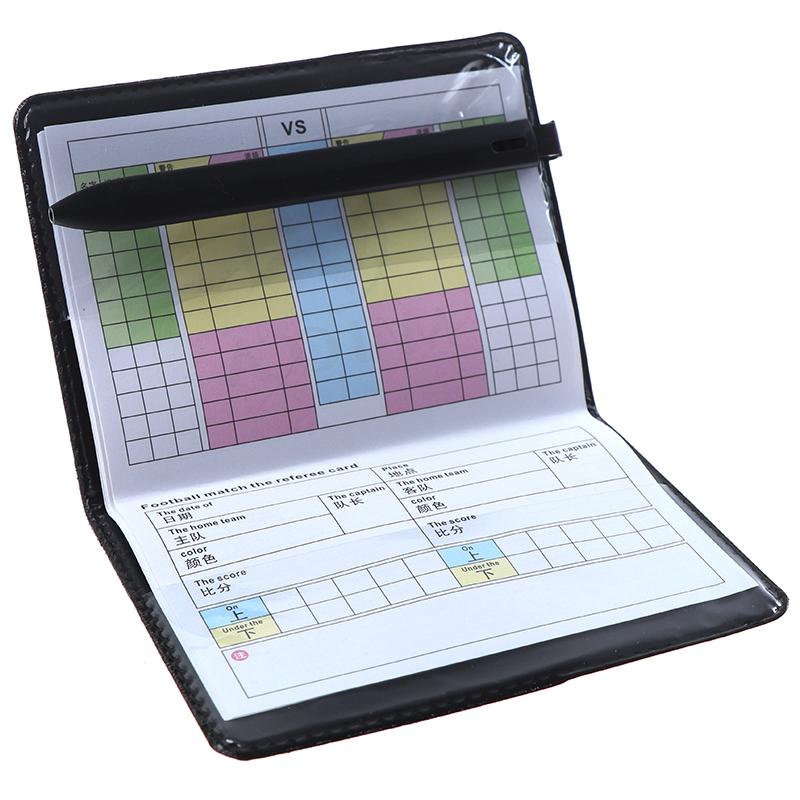 Рефери по футболу, инструмент для записи красной желтой карточки с кожаным чехлом и ручкой