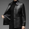 Кожа Кожаная куртка Мужская с лацканами Для среднего и пожилого возраста Кожаная куртка Топ Овчина Мужская куртка