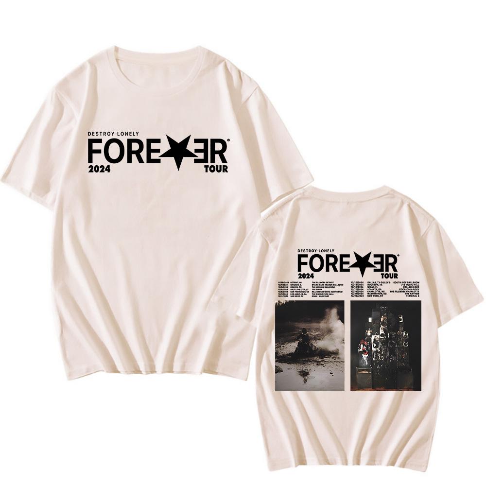 Футболка рэпера Destroy Lonely Cotton Forever Tour Подарки фанатам Двусторонняя классическая футболка с принтом Новые футболки унисекс Топы в стиле хип-хоп и рэп