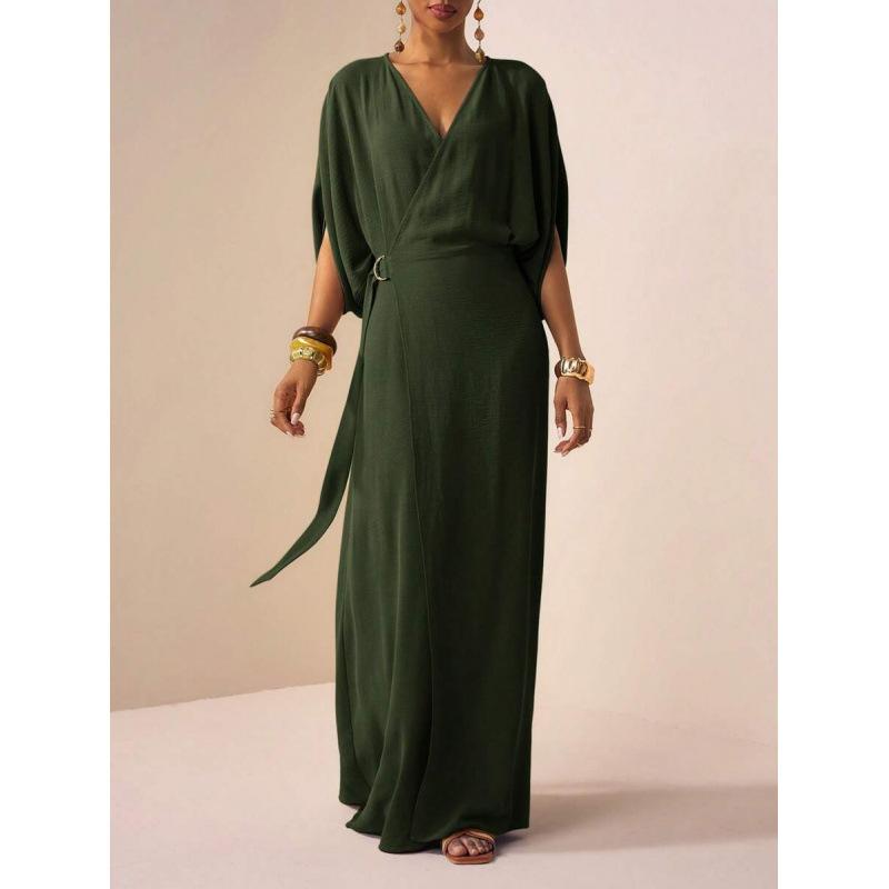 Europe, America 2026 summer new retro casual loose simple waist strap thin dress